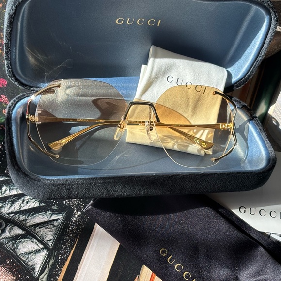 Gucci Other - Gucci 💅 Brown Gradient Gold GG Lens 59 15 130 Women's Sunglasses GG0651S 005 NEW